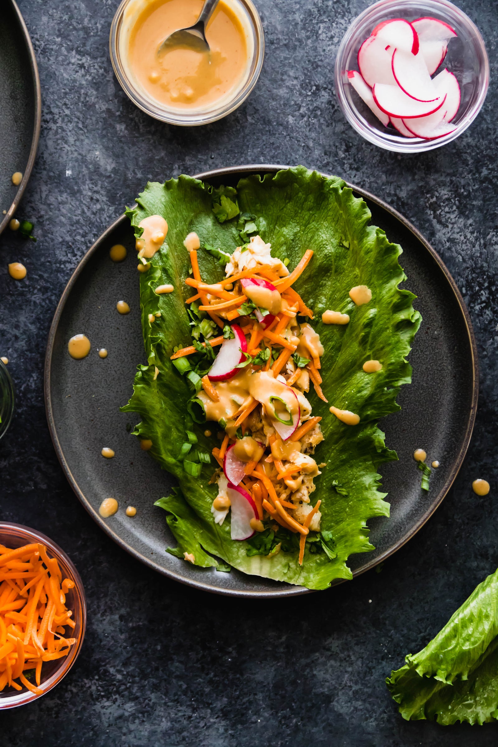 Barramundi Lettuce Wraps with Miso Tahini Sauce