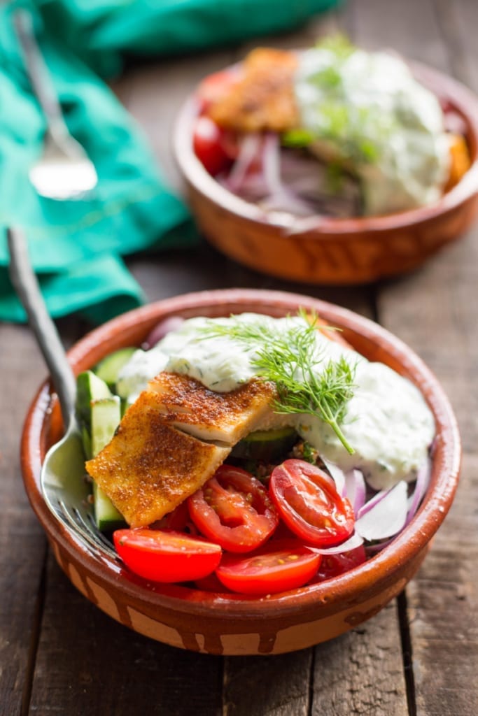 Mediterranean Barramundi Quinoa Bowls