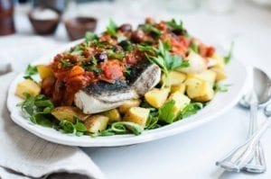 Quick Broiled Barramundi Fillets With Puttanesca Sauce