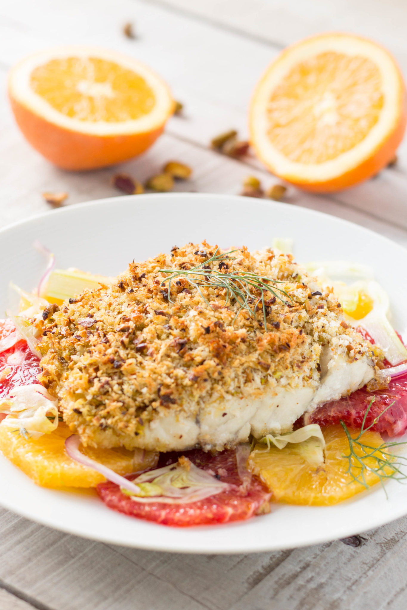 Pistachio Crusted Barramundi with Fennel and Orange Salad | The Better Fish® Barramundi by Australis