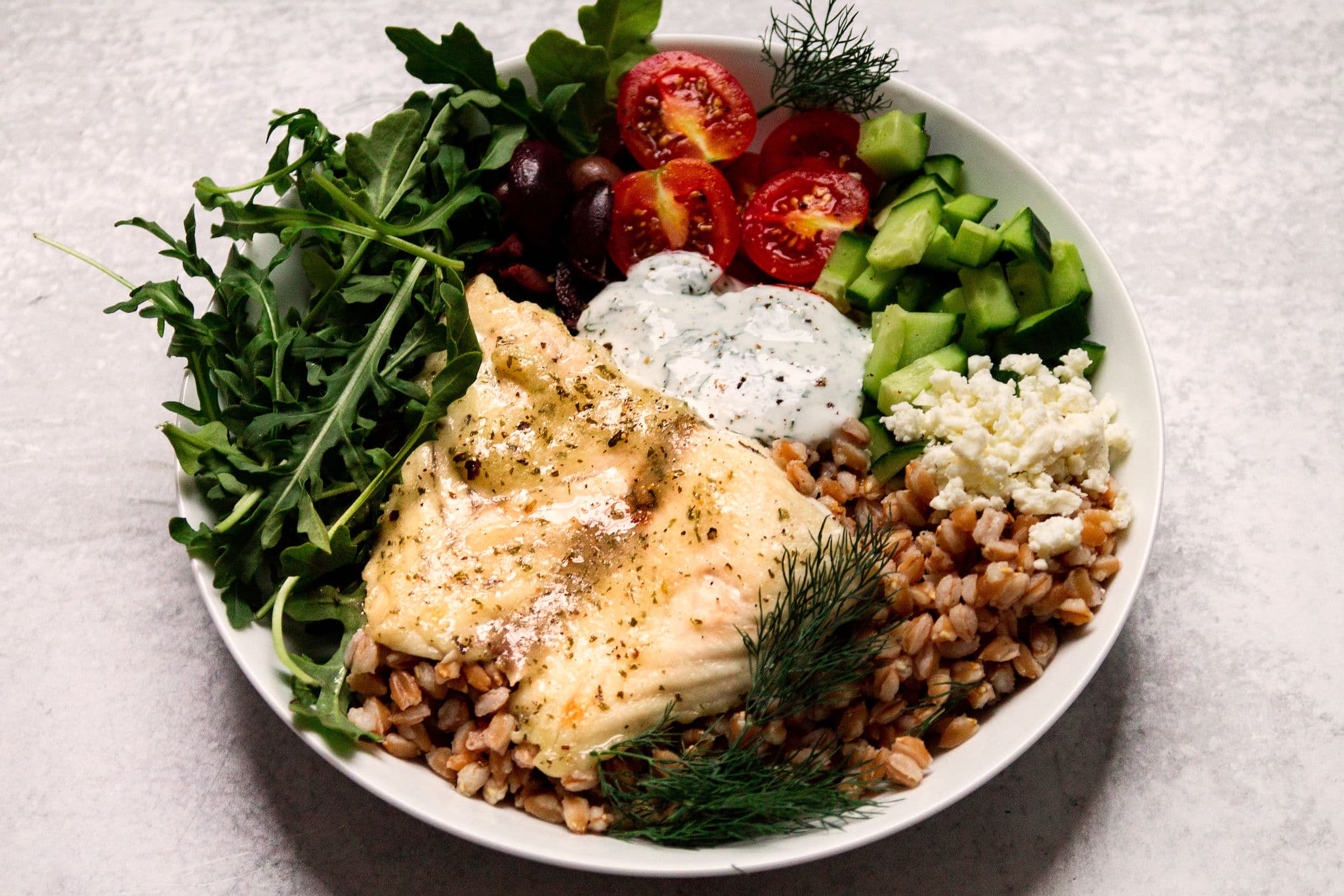 Mediterranean Inspired Barramundi Grain Bowl The Better Fish